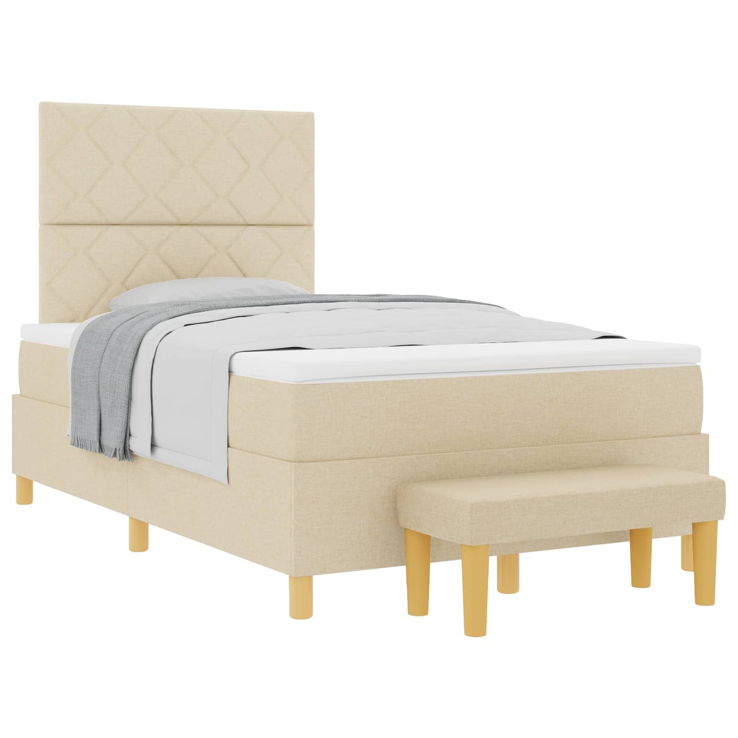 Letto a molle con materasso Crema 120 x 200 cm Tessuto
