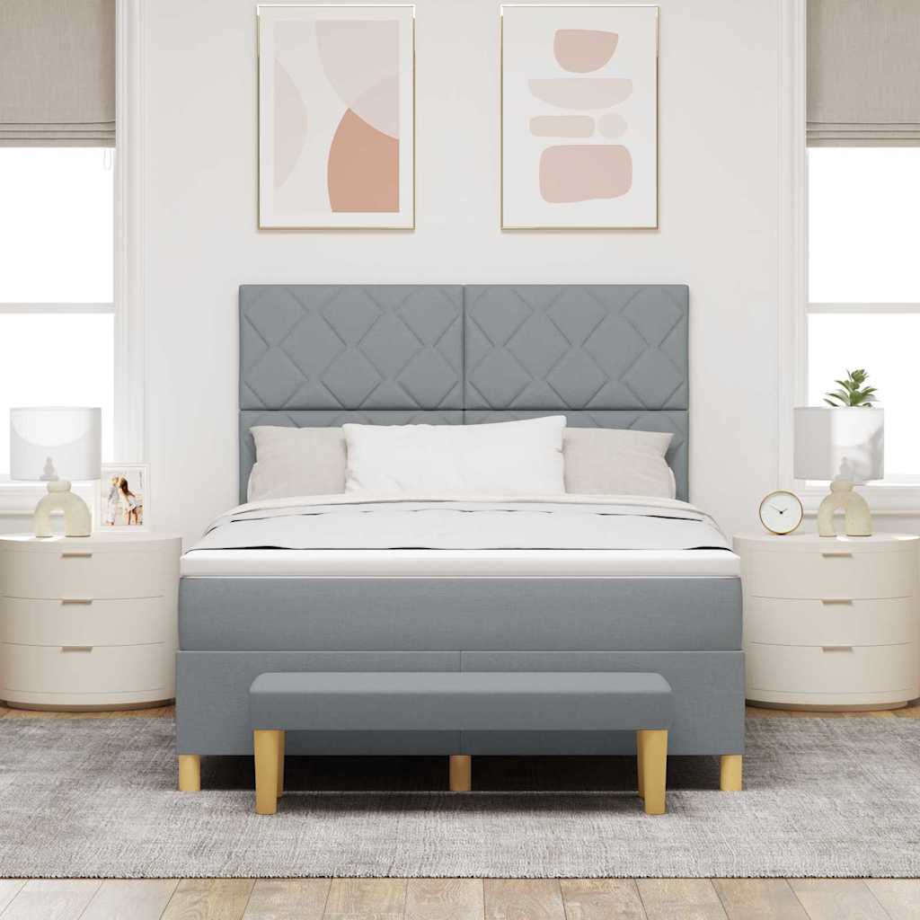 Letto a molle con materasso Grigio chiaro 160 x 200 cm Tessuto