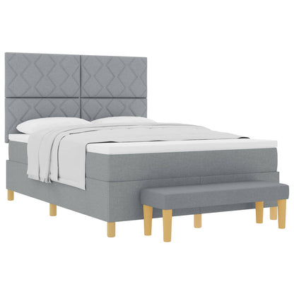 Letto a molle con materasso Grigio chiaro 160 x 200 cm Tessuto