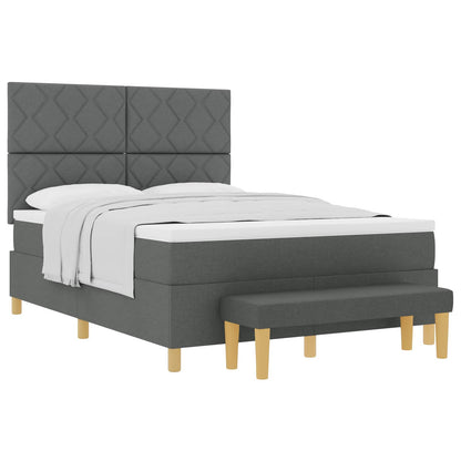 Letto a molle con materasso Grigio scuro 160 x 200 cm Tessuto