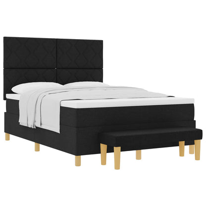 Letto a molle con materasso Nero 160 x 200 cm Tessuto