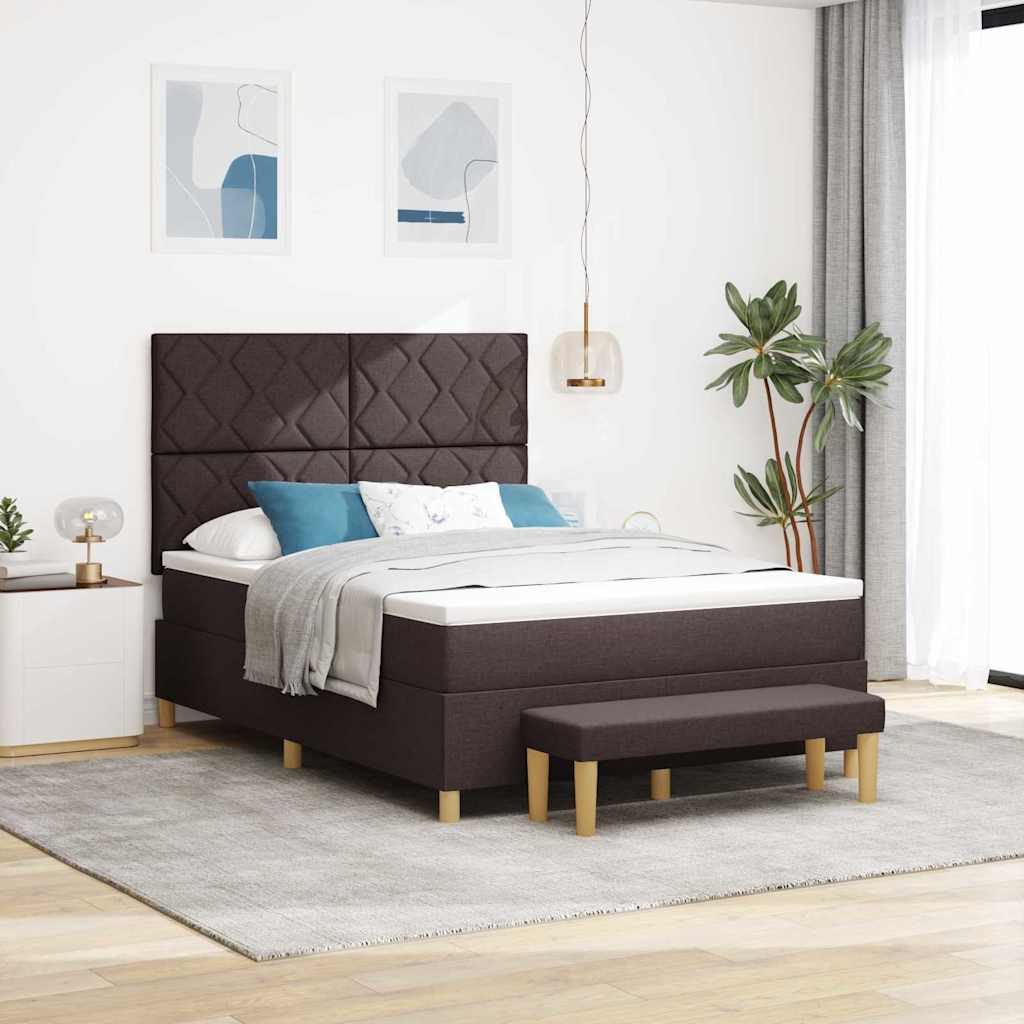 Letto a molle con materasso Marrone Scuro 160 x 200 cm Tessuto