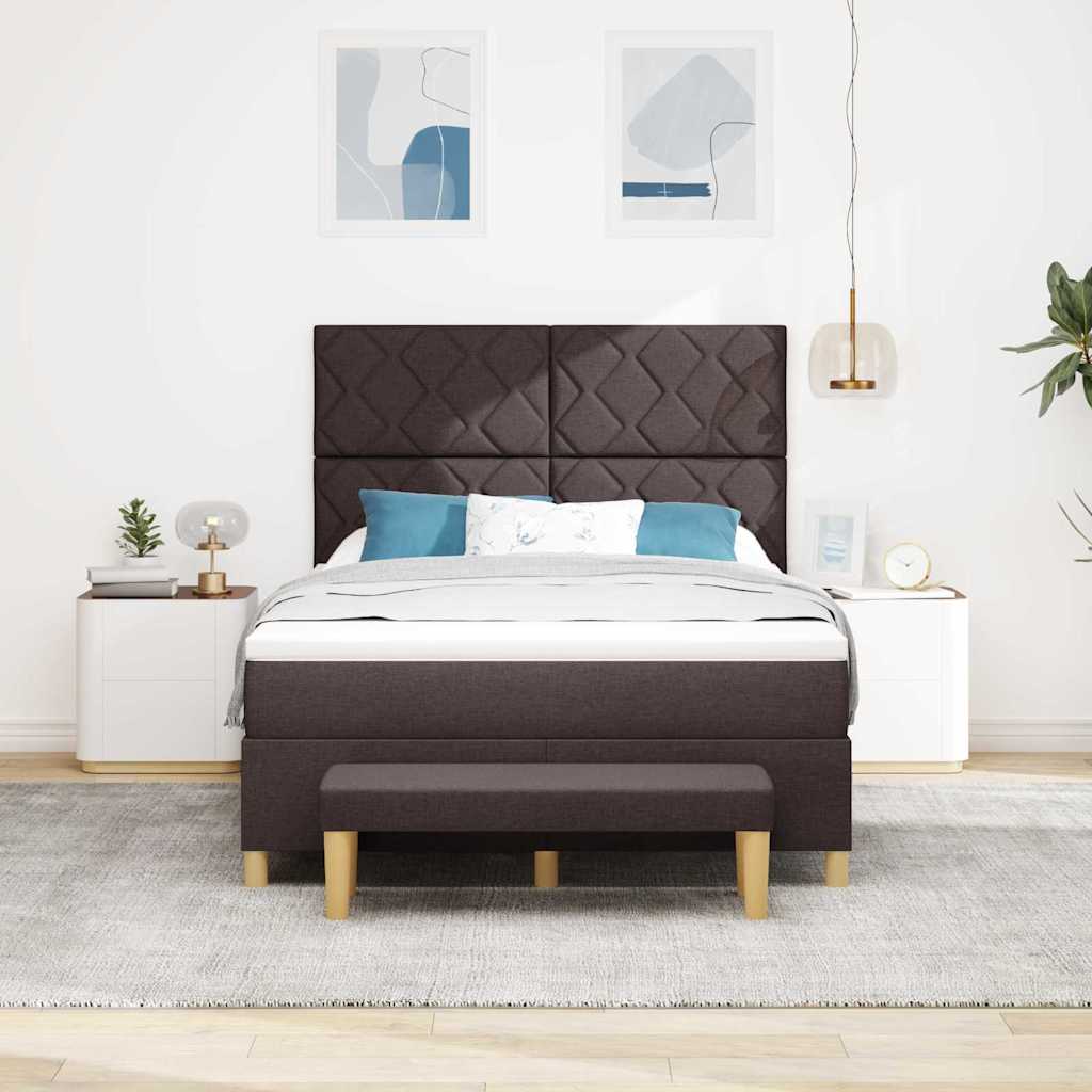 Letto a molle con materasso Marrone Scuro 160 x 200 cm Tessuto