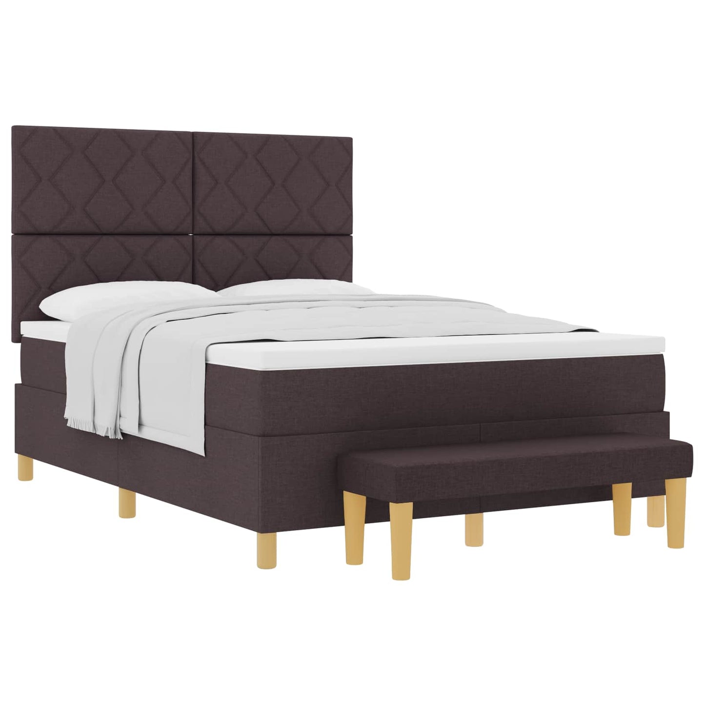Letto a molle con materasso Marrone Scuro 160 x 200 cm Tessuto