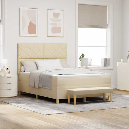 Letto a molle con materasso Crema 160 x 200 cm Tessuto