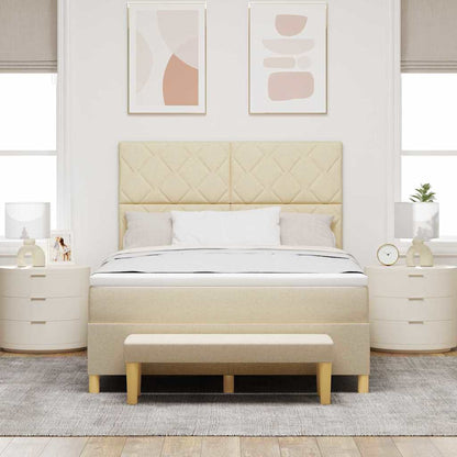 Letto a molle con materasso Crema 160 x 200 cm Tessuto