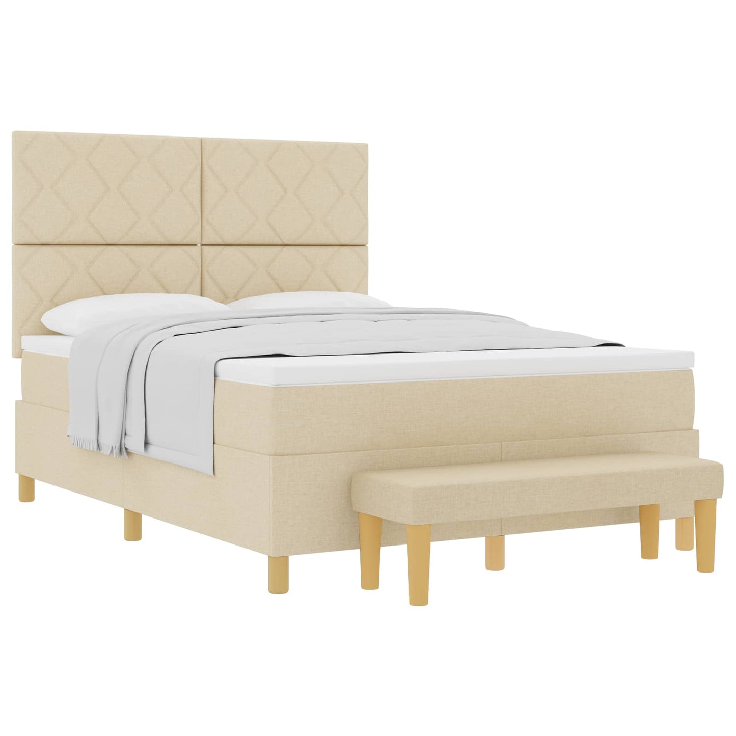 Letto a molle con materasso Crema 160 x 200 cm Tessuto