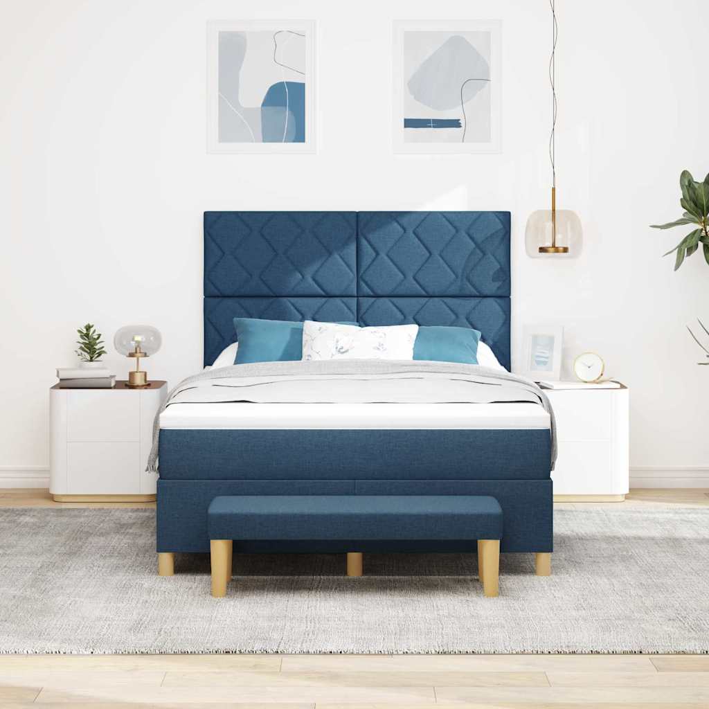 Letto a molle con materasso Blu 160 x 200 cm Tessuto