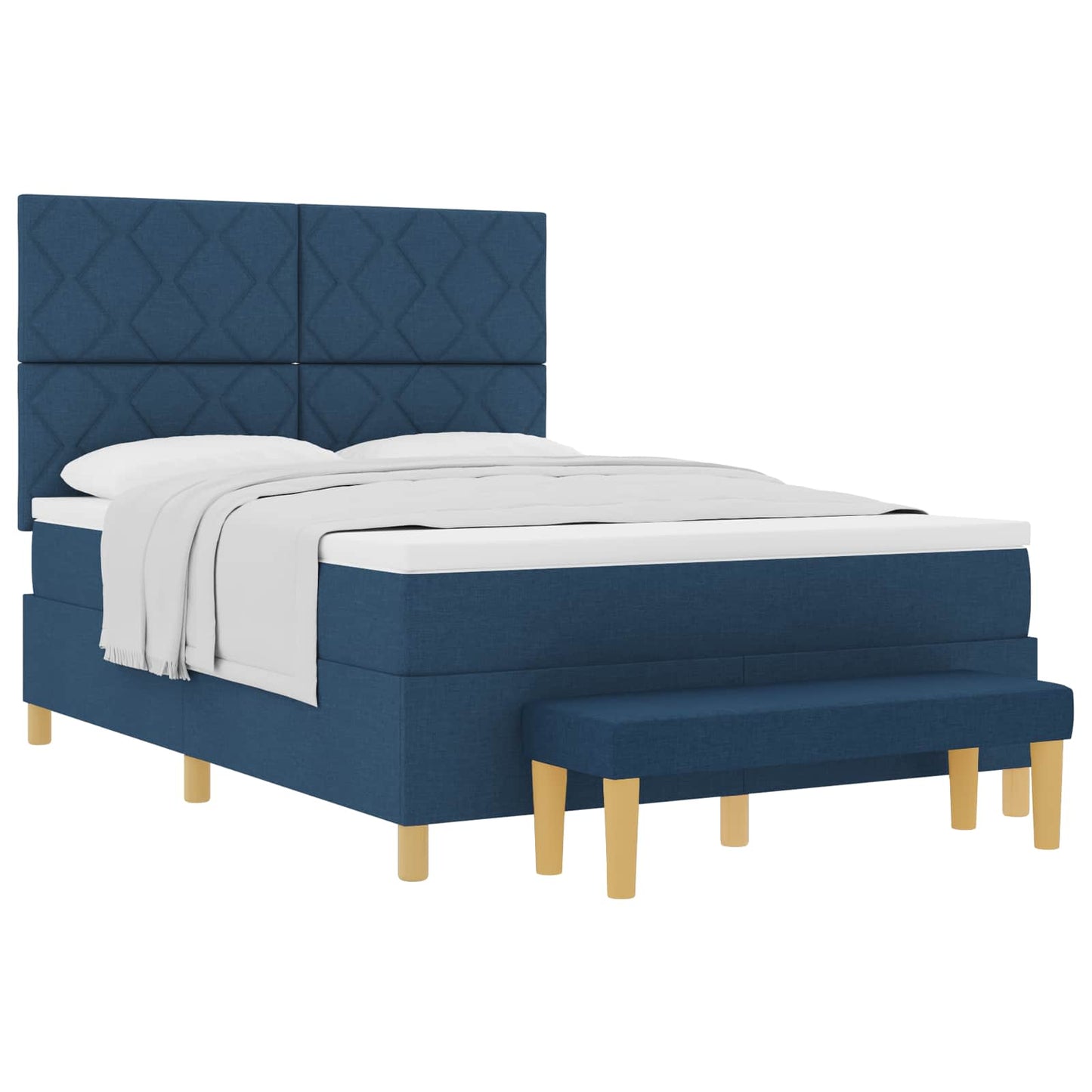 Letto a molle con materasso Blu 160 x 200 cm Tessuto