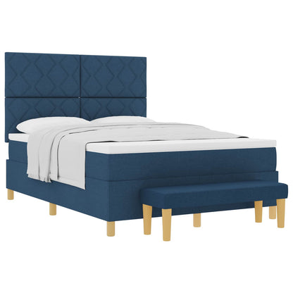 Letto a molle con materasso Blu 160 x 200 cm Tessuto