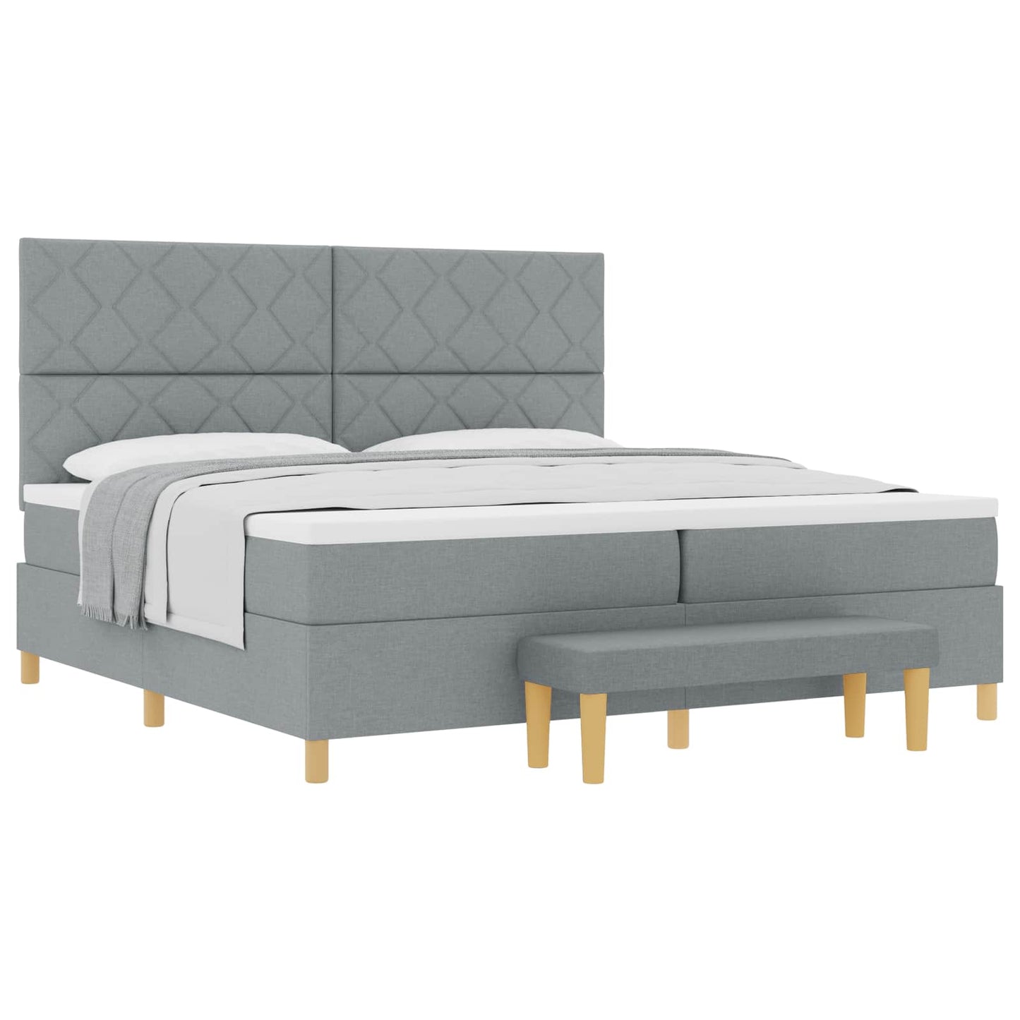Letto a molle con materasso Grigio chiaro 200 x 200 cm Tessuto