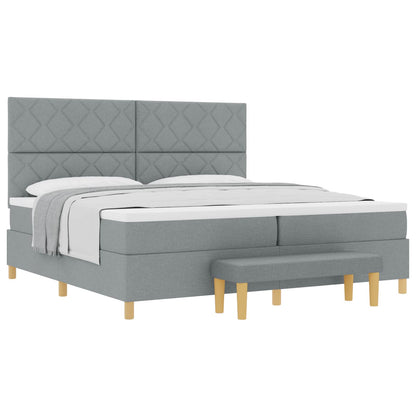 Letto a molle con materasso Grigio chiaro 200 x 200 cm Tessuto