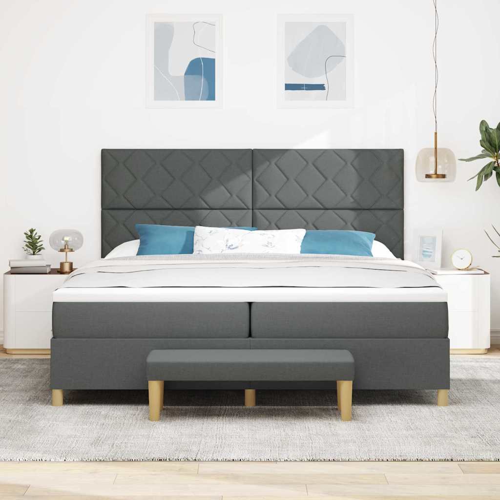 Letto a molle con materasso Grigio scuro 200 x 200 cm Tessuto