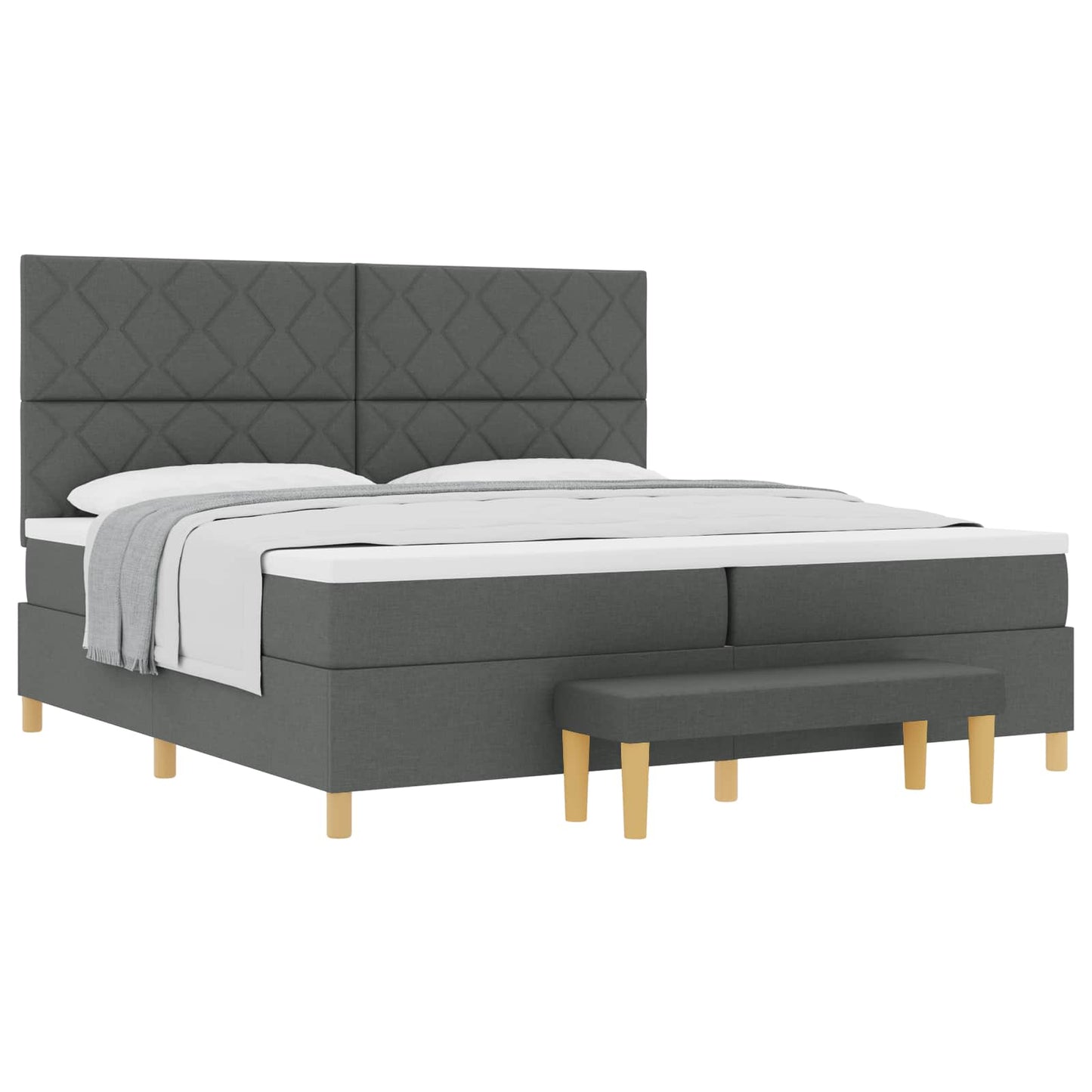 Letto a molle con materasso Grigio scuro 200 x 200 cm Tessuto