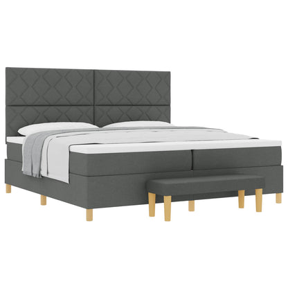 Letto a molle con materasso Grigio scuro 200 x 200 cm Tessuto