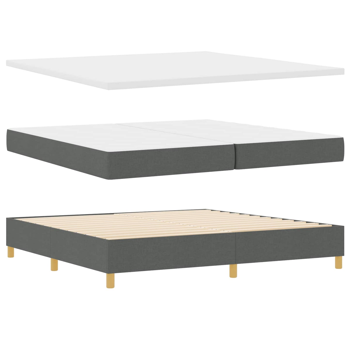 Letto a molle con materasso Grigio scuro 200 x 200 cm Tessuto