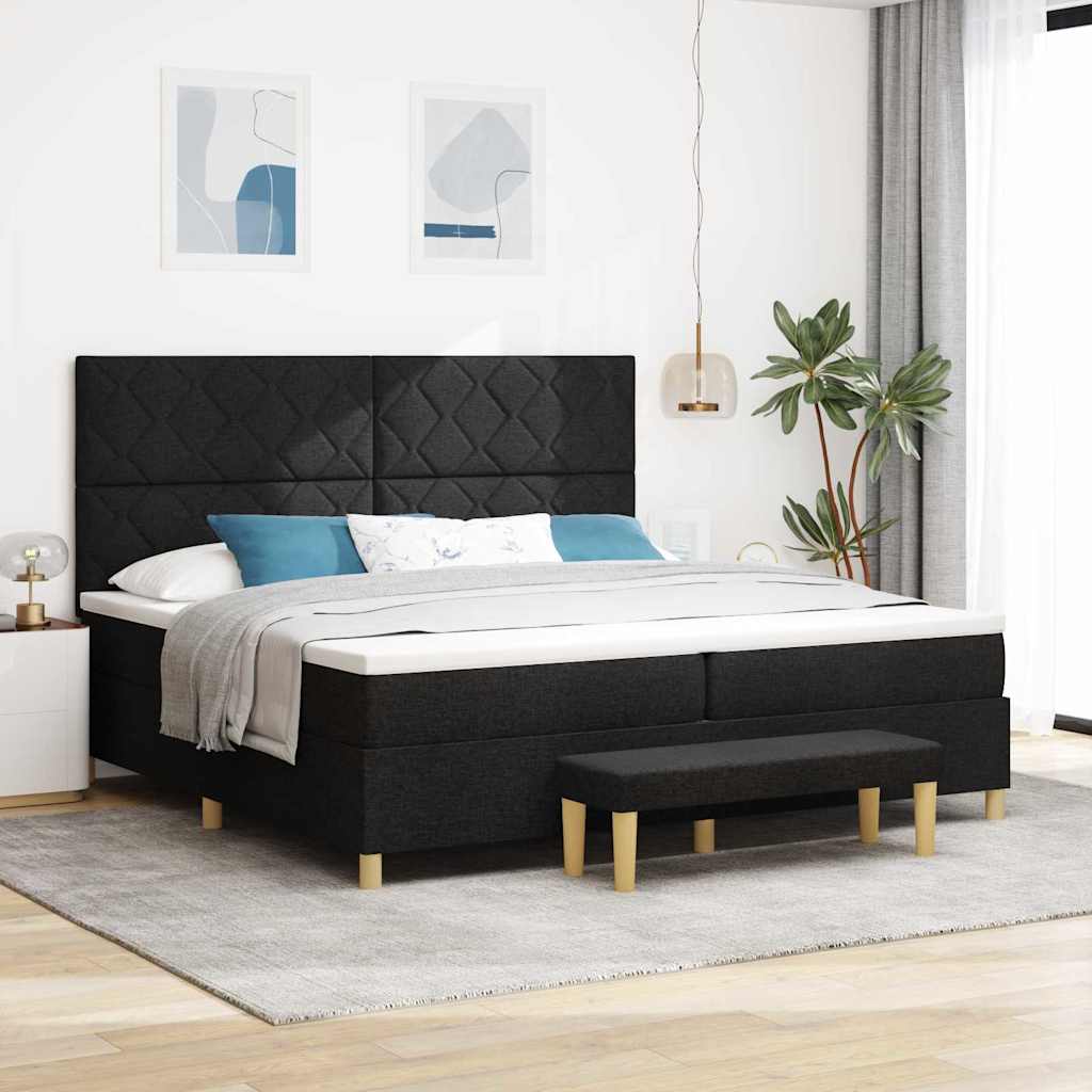 Letto a molle con materasso Nero 200 x 200 cm Tessuto