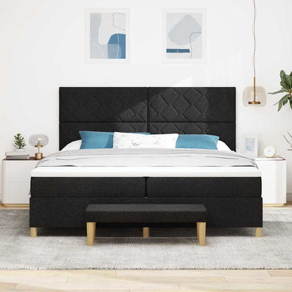 Letto a molle con materasso Nero 200 x 200 cm Tessuto