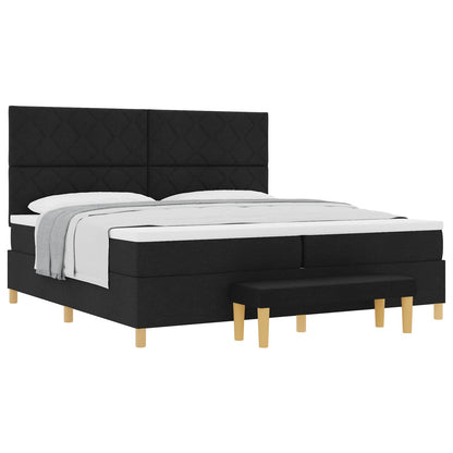 Letto a molle con materasso Nero 200 x 200 cm Tessuto