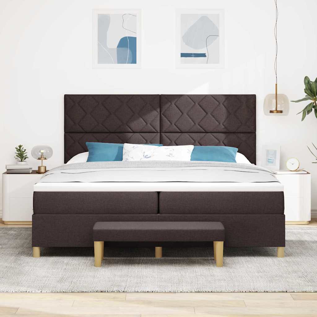 Letto a molle con materasso Marrone Scuro 200 x 200 cm Tessuto