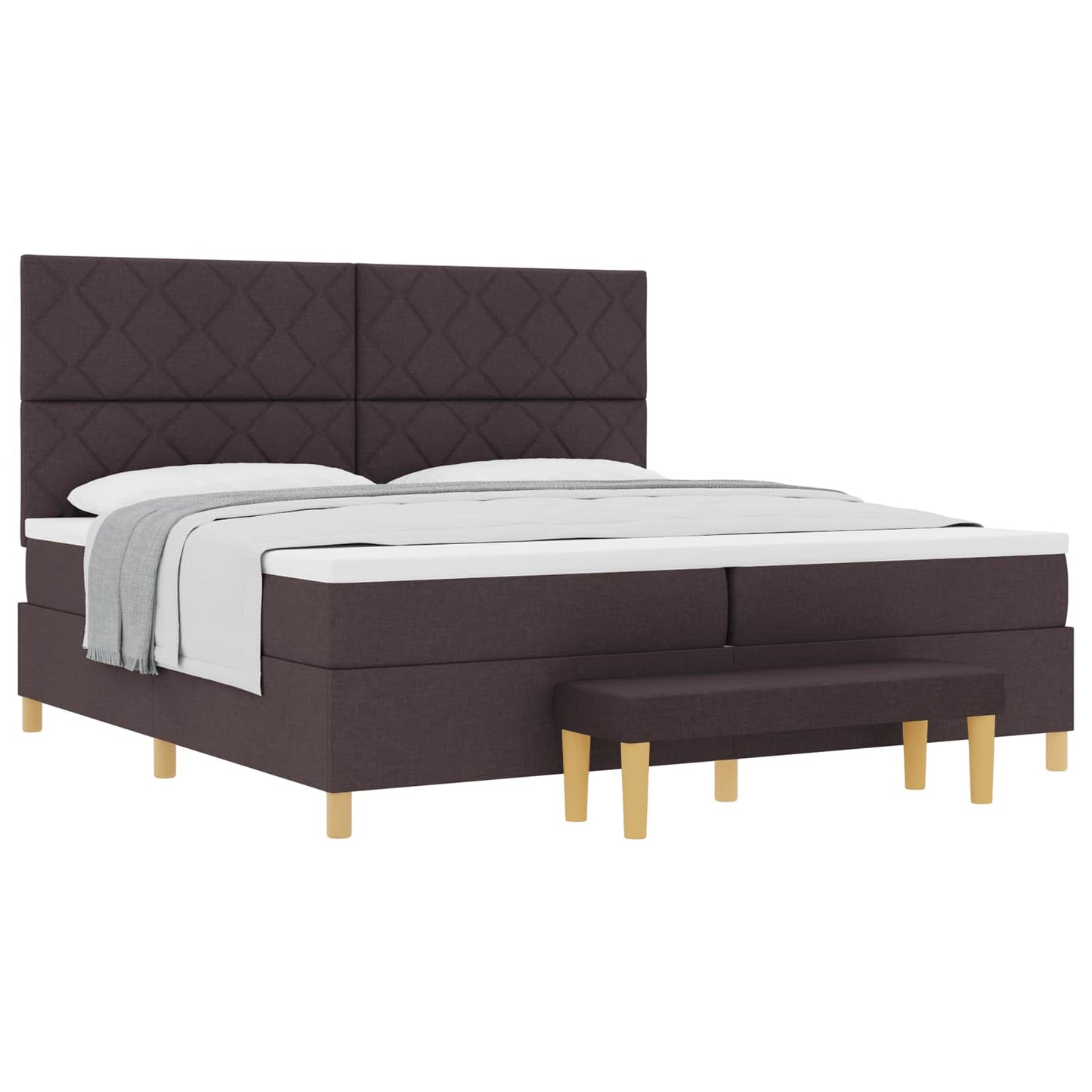 Letto a molle con materasso Marrone Scuro 200 x 200 cm Tessuto