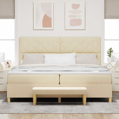 Letto a molle con materasso Crema 200 x 200 cm Tessuto
