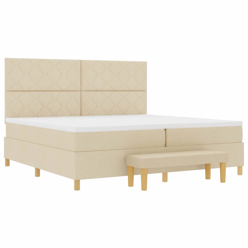 Letto a molle con materasso Crema 200 x 200 cm Tessuto