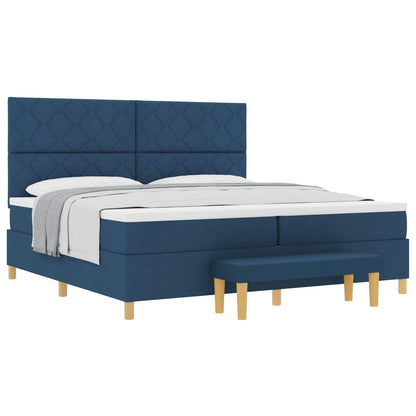 Letto a molle con materasso Blu 200 x 200 cm Tessuto