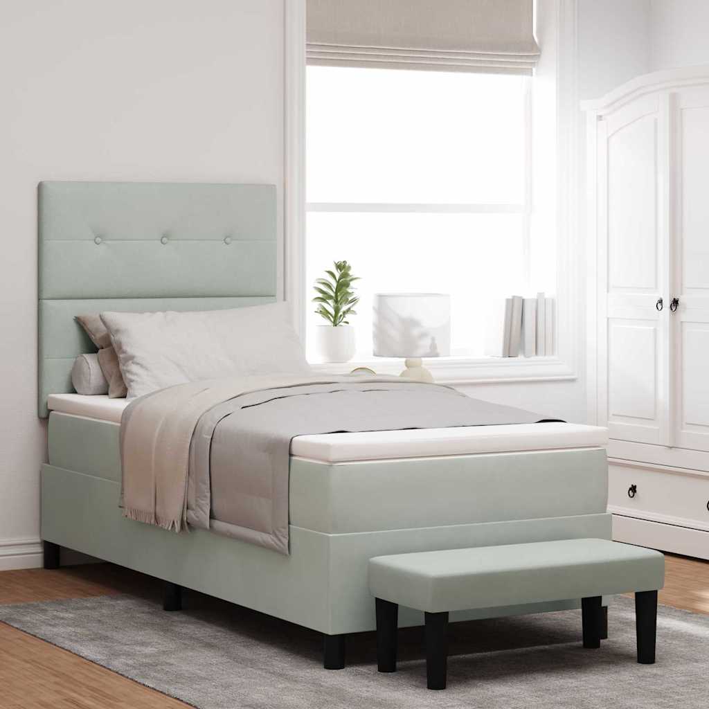 Letto a molle con materasso Grigio chiaro 80 x 200 cm Velluto