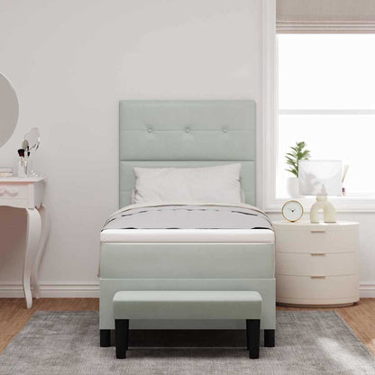 Letto a molle con materasso Grigio chiaro 80 x 200 cm Velluto