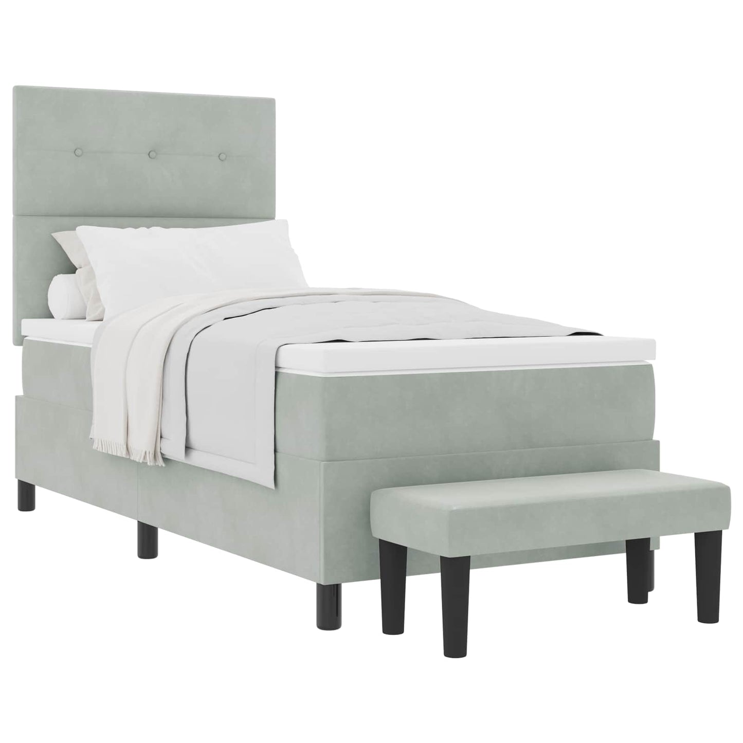 Letto a molle con materasso Grigio chiaro 80 x 200 cm Velluto