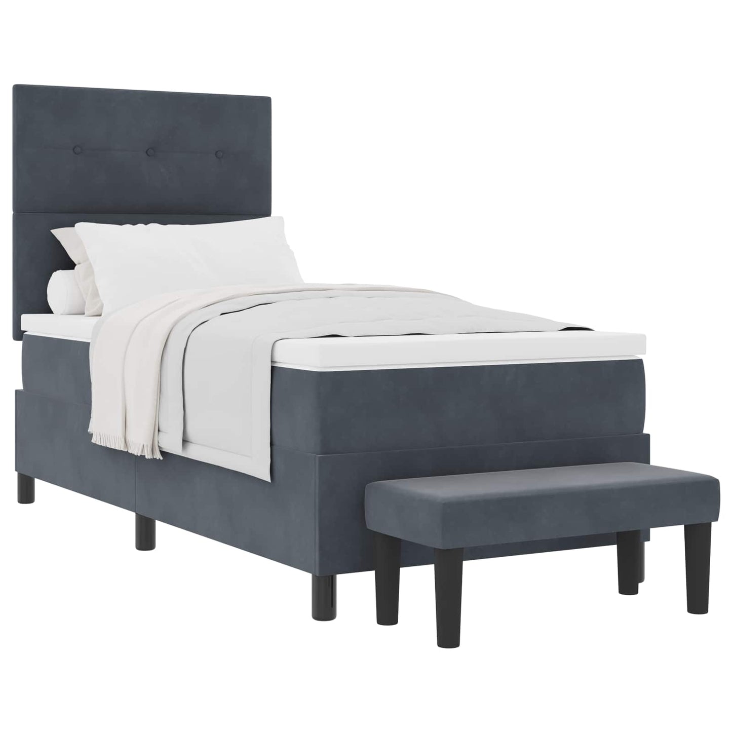 Letto a molle con materasso Grigio scuro 80 x 200 cm Velluto