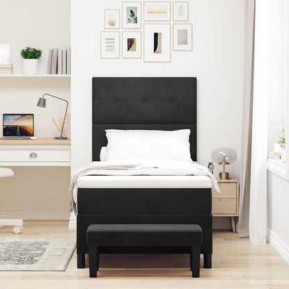 Letto a molle con materasso Nero 80 x 200 cm Velluto