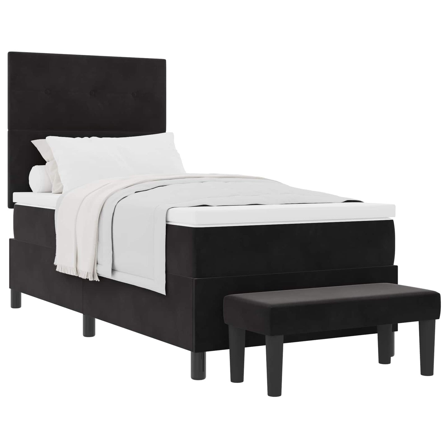 Letto a molle con materasso Nero 80 x 200 cm Velluto