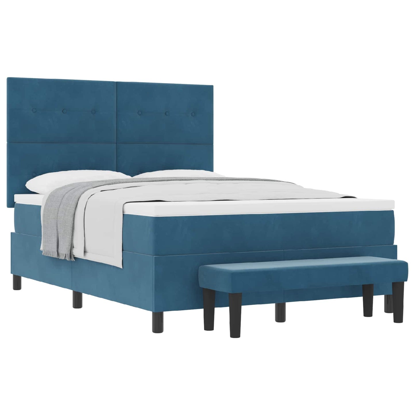 Letto a molle con materasso Blu scuro 140 x 190 cm Velluto