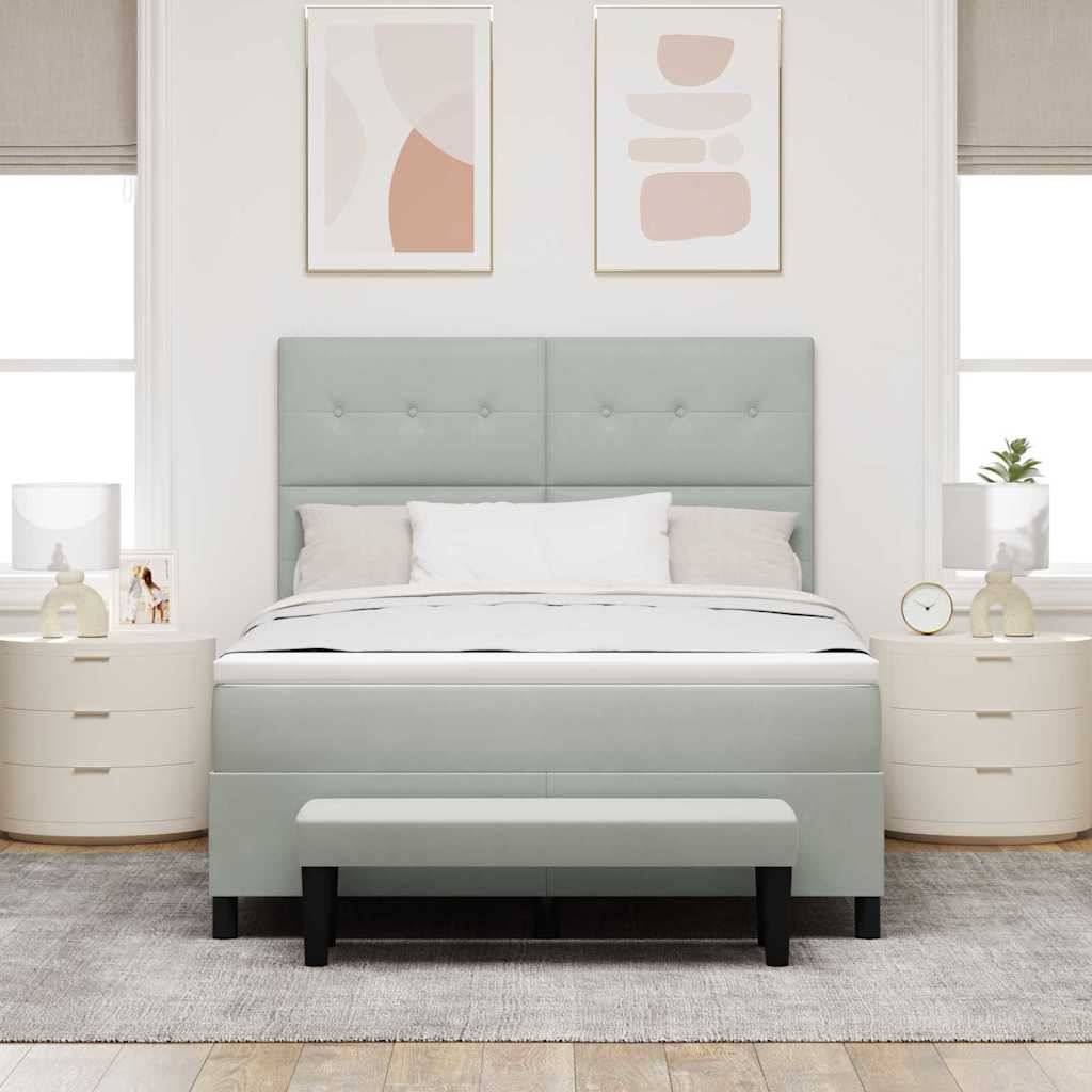 Letto a molle con materasso Grigio chiaro 160 x 200 cm Velluto