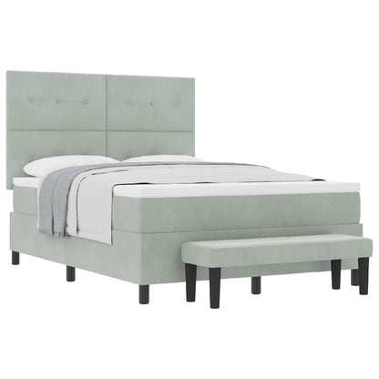 Letto a molle con materasso Grigio chiaro 160 x 200 cm Velluto