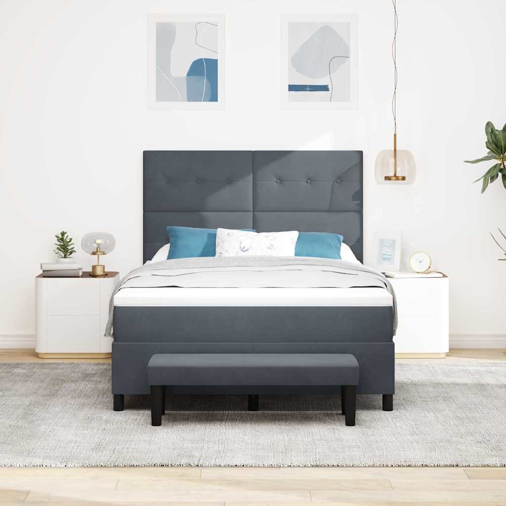 Letto a molle con materasso Grigio scuro 160 x 200 cm Velluto