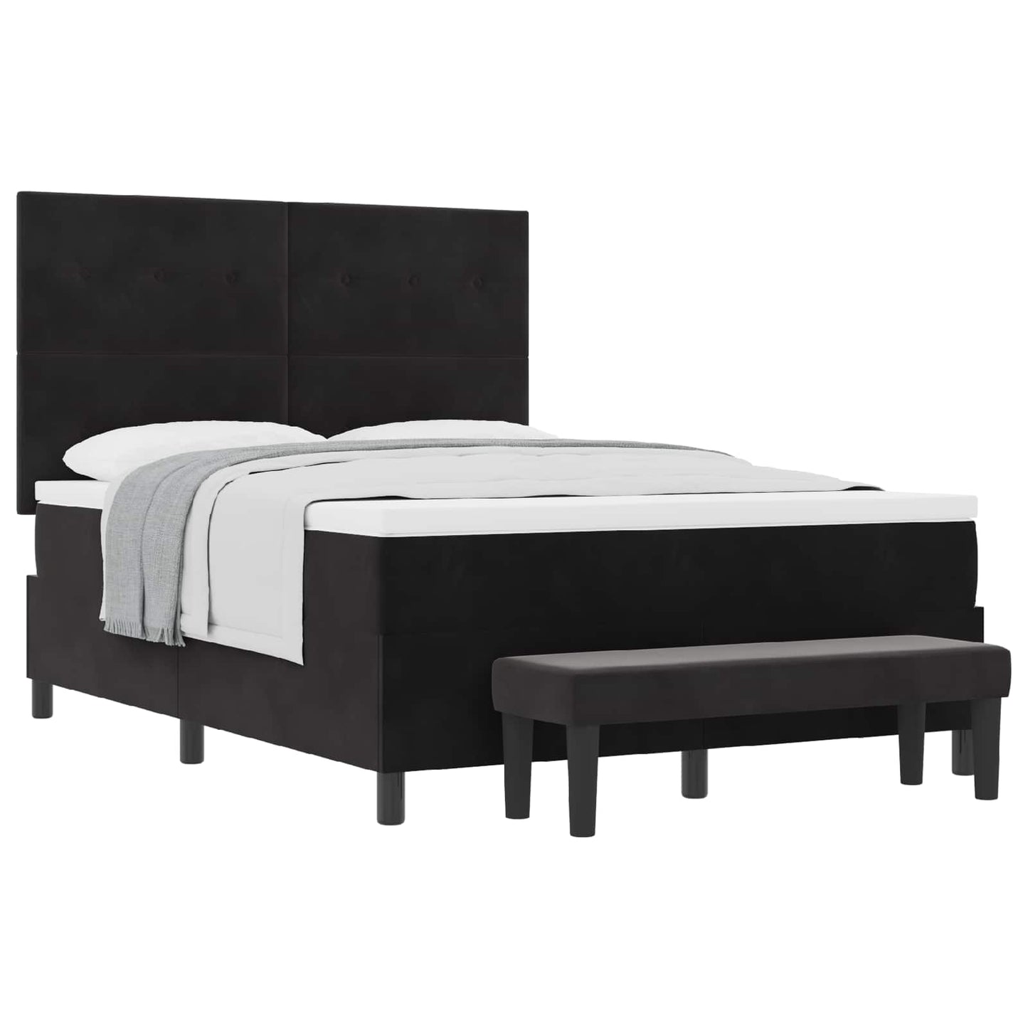 Letto a molle con materasso Nero 160 x 200 cm Velluto