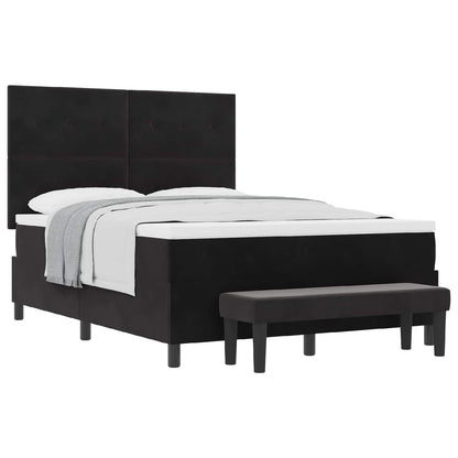 Letto a molle con materasso Nero 160 x 200 cm Velluto