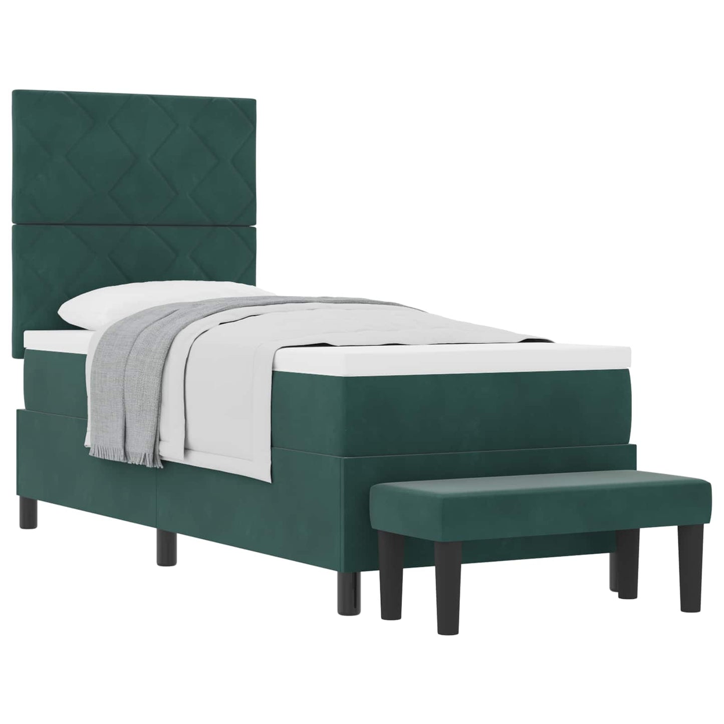 Letto a molle con materasso Verde scuro 80 x 200 cm Velluto
