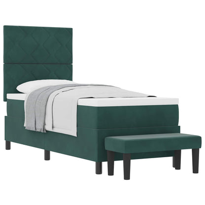 Letto a molle con materasso Verde scuro 80 x 200 cm Velluto
