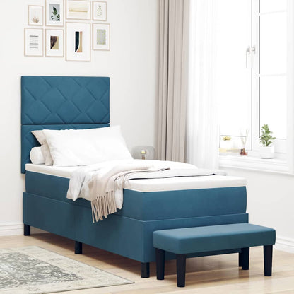 Letto a molle con materasso Blu scuro 80 x 200 cm Velluto