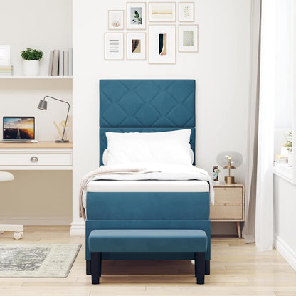 Letto a molle con materasso Blu scuro 80 x 200 cm Velluto
