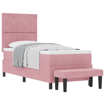 Letto a molle con materasso Rosa 80 x 200 cm Velluto