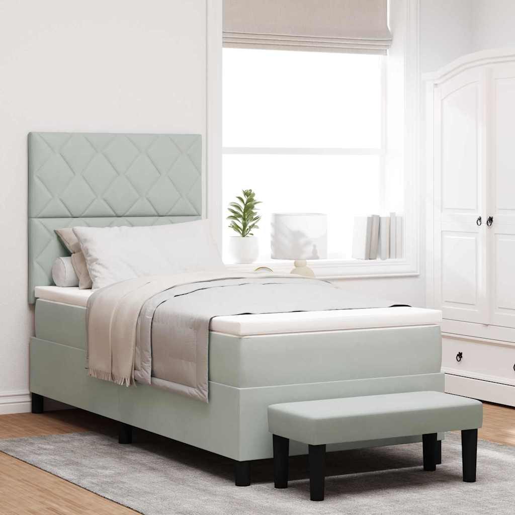 Letto a molle con materasso Grigio chiaro 90 x 190 cm Velluto