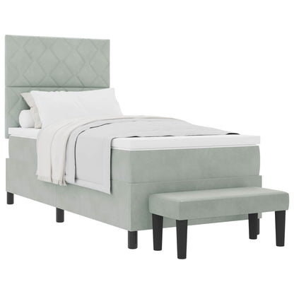 Letto a molle con materasso Grigio chiaro 90 x 190 cm Velluto