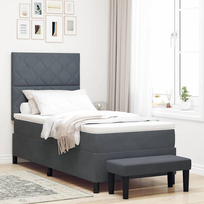 Letto a molle con materasso Grigio scuro 90 x 190 cm Velluto