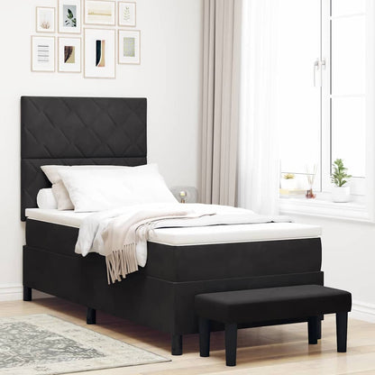 Letto a molle con materasso Nero 90 x 190 cm Velluto