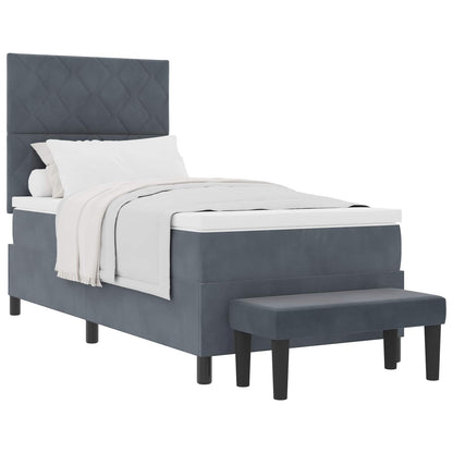 Letto a molle con materasso Grigio scuro 90 x 200 cm Velluto